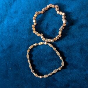 Geometric Gold Tone Beaded Bracelet Set